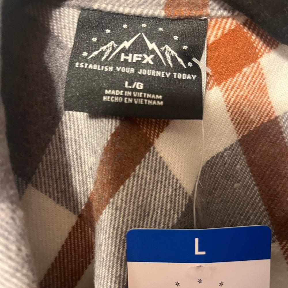 NWT women's tops HFX Plaid Button-Up shirt Jacket size large - Picture 4 of 10